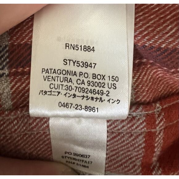 Patagonia Organic Cotton Plaid Soft Flannel Button Up Shirt Men XL Pumpkin - Picture 15 of 16